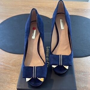 Louise et Cie Blue Peep Toe Heels with Bow